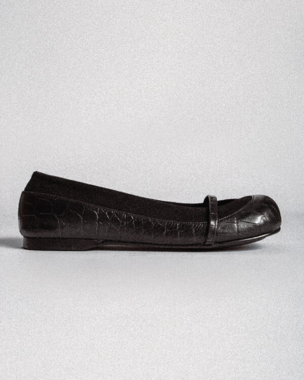 LINE FLATS CROCO BLACK - Image 3