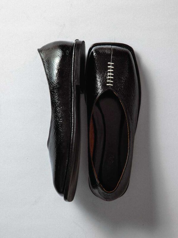 LEATHER PUMPS CRINKLE BLACK