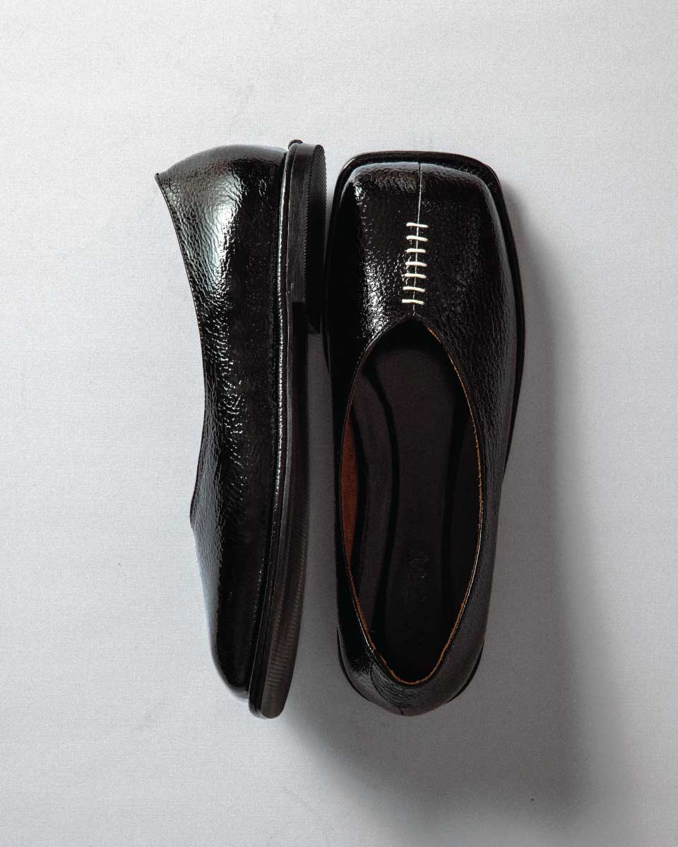[PRE-ORDER] LEATHER PUMPS CRINKLE BLACK